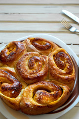 Sweet buns with filling, baked in the oven.