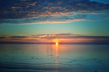 Sunset over the sea.
