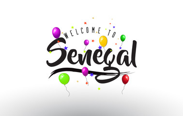 Senegal Welcome to Text with Colorful Balloons and Stars Design.