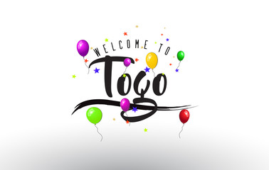 Togo Welcome to Text with Colorful Balloons and Stars Design.