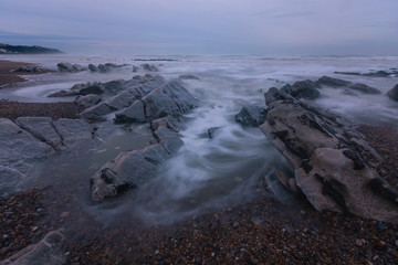 Silk effect at Bidart's beach next to Biarritz, Basque Country.
