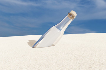 Fototapeta na wymiar 3d rendering of bottle with message