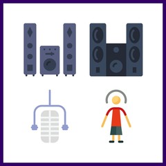 4 voice icon. Vector illustration voice set. microphone and singer icons for voice works