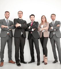 Fototapeta na wymiar Portrait of business people standing on a white background