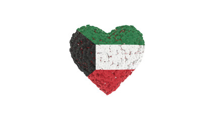 Kuwait National Day. February 25. Flowers forming heart shape. 3D rendering.
