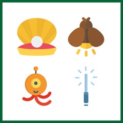 4 glow icon. Vector illustration glow set. lightsaber and pearl icons for glow works