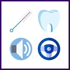 4 turn icon. Vector illustration turn set. wire brush and volume icons for turn works