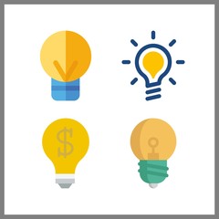 4 lightbulb icon. Vector illustration lightbulb set. idea and light bulb icons for lightbulb works
