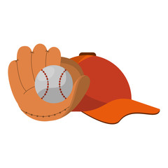 baseball glove ball and hat