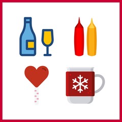 4 taste icon. Vector illustration taste set. mustard and ketchup and wine icons for taste works