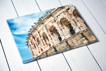 Canvas print. Photo with gallery wrap method of canvas stretching on stretcher bar. Photography...