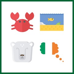 4 ocean icon. Vector illustration ocean set. crab and polar bear icons for ocean works