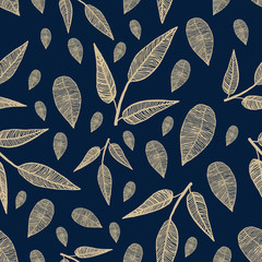 seamless autumn leaves and branches pattern design