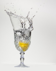 Crystal goblet lemon splash