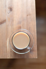 English tea with milk at the breakfast