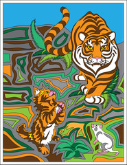 Obraz premium Tiger and cat