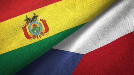 Bolivia and Czech Republic two flags textile cloth, fabric texture