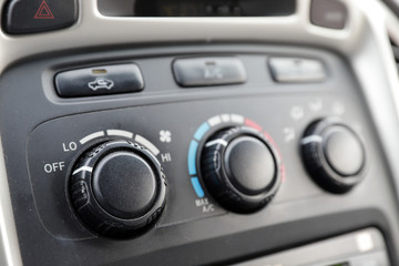 Automobile climate controls on dashboard