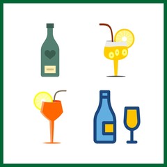 4 alcoholic icon. Vector illustration alcoholic set. wine and cocktail icons for alcoholic works