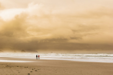 Afternoon Stroll On a Stormy Day, Oregon Beach