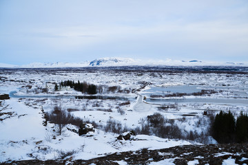 Stunning snowy Icelandlic Iceland landscape