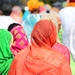 woman with yellow veil during a religious parade