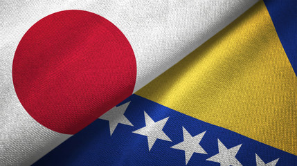Japan and Bosnia and Herzegovina two flags textile cloth, fabric texture