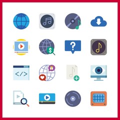 16 software icon. Vector illustration software set. video and compact disc icons for software works