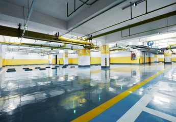 Spacious and bright parking lot interior