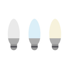 Light bulbs. Bulbs of different colors of lighting. Light. Vector illustration. White background. EPS 10.