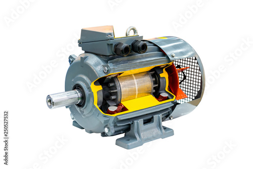 Cross Section Detail Inside Modern Of High Technology Electric Motor Cross Section Detail Inside Modern Of High Technology Electric Motor Isolated On White Background With Clipping Path