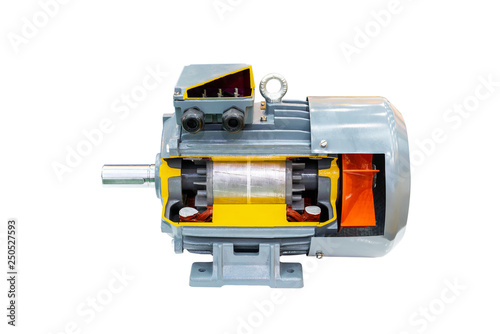 Cross Section Detail Inside Modern Of High Technology Electric Motor Cross Section Detail Inside Modern Of High Technology Electric Motor Isolated On White Background With Clipping Path