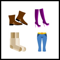 4 leg icon. Vector illustration leg set. pants and boots icons for leg works