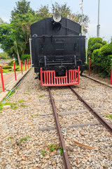 Old steam locomotive since 1925 at Hua Hin railway station, Thailand.