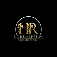 Obraz premium Golden Classy HR Letter Logo