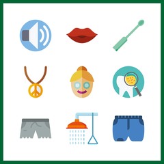 9 makeup icon. Vector illustration makeup set. short and kiss icons for makeup works