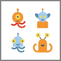 4 ufo icon. Vector illustration ufo set. alien icons for ufo works