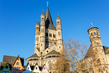 Fototapeta na wymiar historical church Gross St Martin in Cologne, Germany