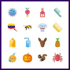 16 natural icon. Vector illustration natural set. radish and spider icons for natural works