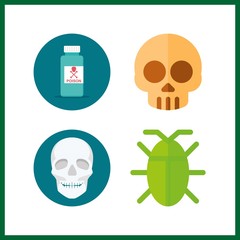 4 death icon. Vector illustration death set. poison and cockroach icons for death works