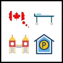4 park icon. Vector illustration park set. canada and wheelchair icons for park works