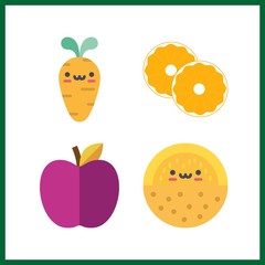 4 vegetarian icon. Vector illustration vegetarian set. orange and carrot icons for vegetarian works