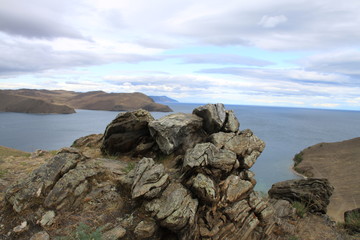 rocks and lake