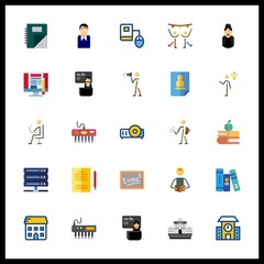 25 learning icon. Vector illustration learning set. projector and student icons for learning works