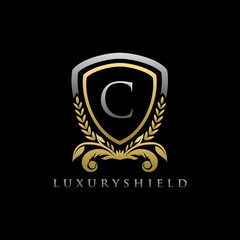 Golden Shield C Letter Logo