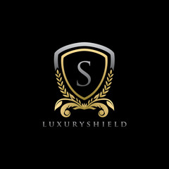 Golden Shield S Letter Logo