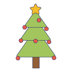 christmas tree with star and balls