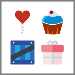 4 birthday icon. Vector illustration birthday set. cupcake and lollipop icons for birthday works