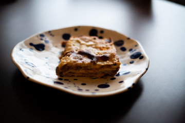 slice of lasagna served on a plate