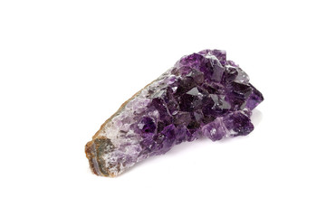 Amethyst Crystal Druse  macro mineral on white background close up